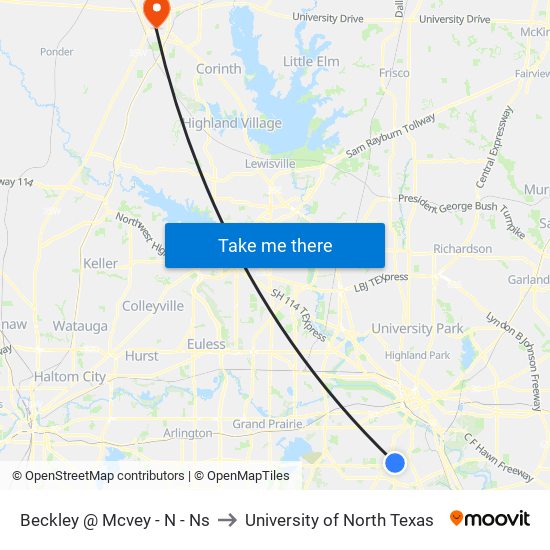 Beckley @ Mcvey - N - Ns to University of North Texas map