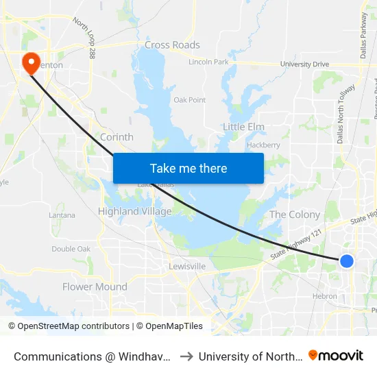 Communications @ Windhaven - S - FS to University of North Texas map