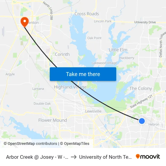 Arbor Creek @ Josey - W - FS to University of North Texas map