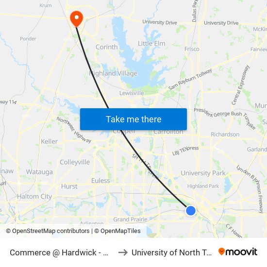 Commerce @ Hardwick - W - FS to University of North Texas map