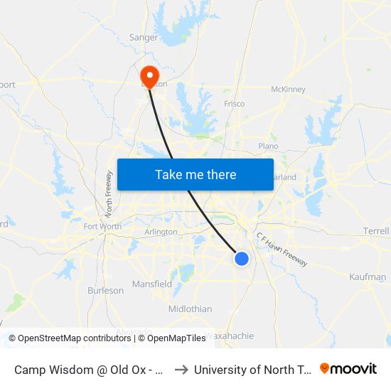 Camp Wisdom @ Old Ox - W  - FS to University of North Texas map