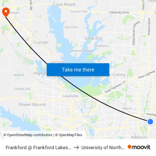 Frankford @ Frankford Lakes - W - Ns to University of North Texas map