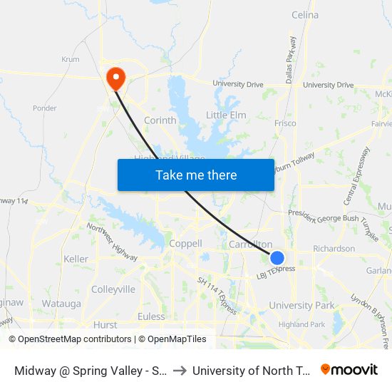 Midway @ Spring Valley - S - Ns to University of North Texas map