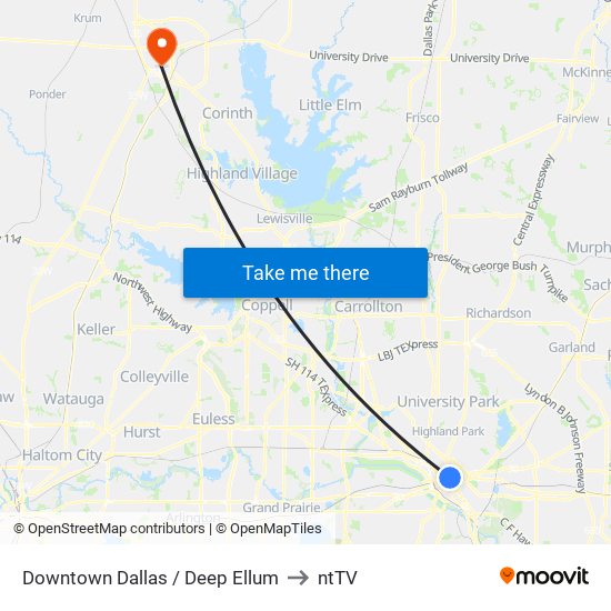 Downtown Dallas / Deep Ellum to ntTV map