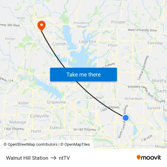 Walnut Hill Station to ntTV map