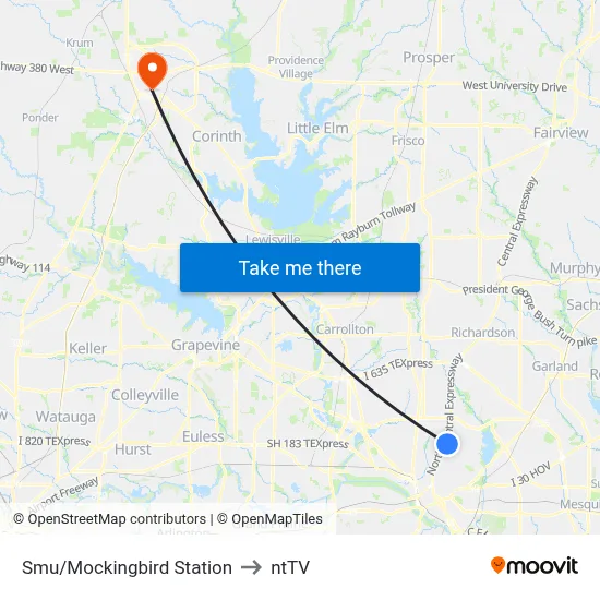 Smu/Mockingbird Station to ntTV map