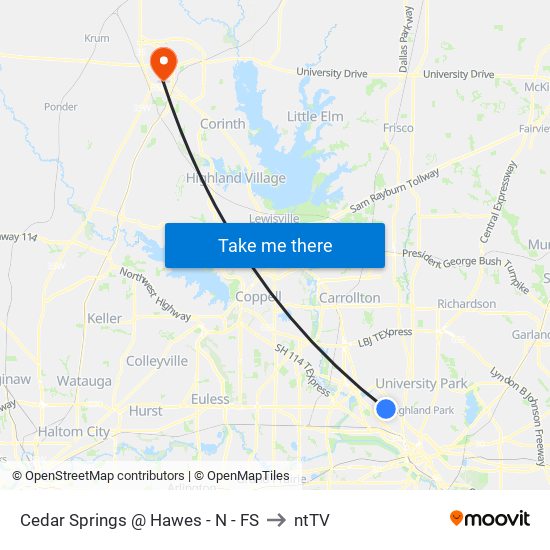 Cedar Springs @ Hawes - N - FS to ntTV map