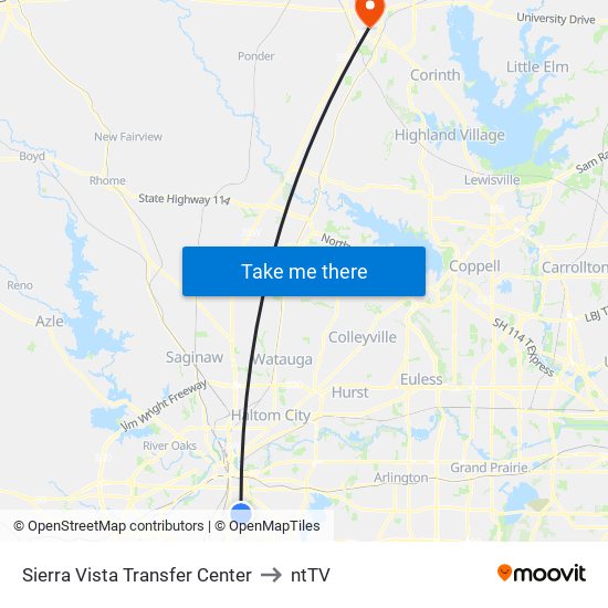 Sierra Vista Transfer Center to ntTV map