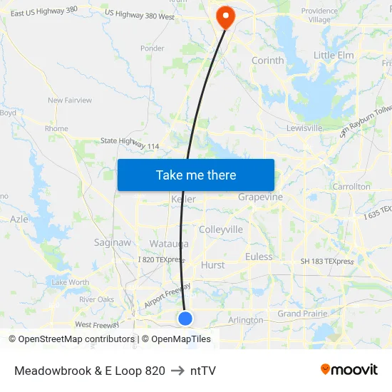 Meadowbrook & E Loop 820 to ntTV map