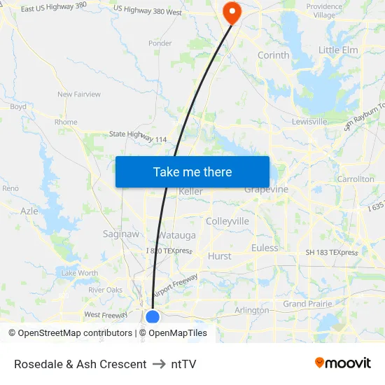 Rosedale & Ash Crescent to ntTV map