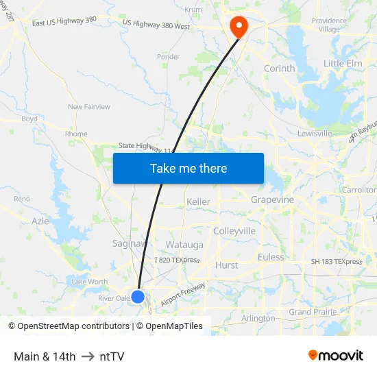Main & 14th to ntTV map