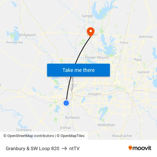 Granbury & SW Loop 820 to ntTV map