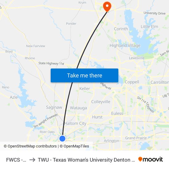 FWCS - S3 to TWU - Texas Woman's University Denton Campus map