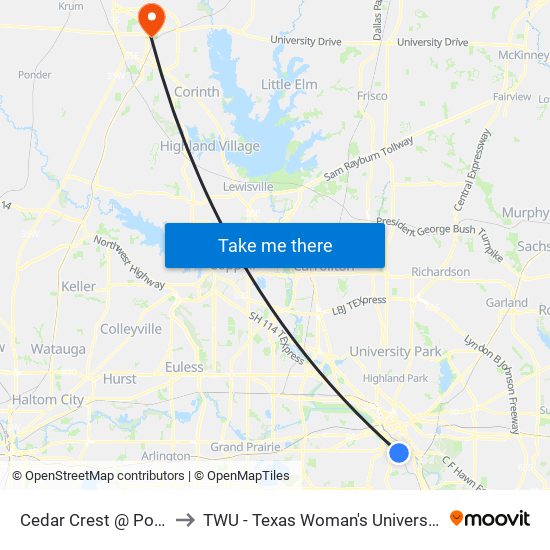 Cedar Crest @ Pontiac - N - FS to TWU - Texas Woman's University Denton Campus map