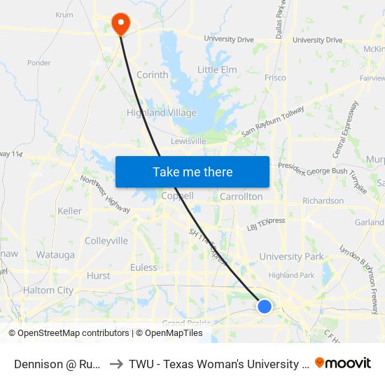 Dennison @ Rutz - E - Ns to TWU - Texas Woman's University Denton Campus map