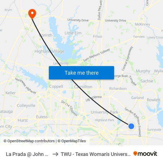 La Prada @ John West - S - MB to TWU - Texas Woman's University Denton Campus map