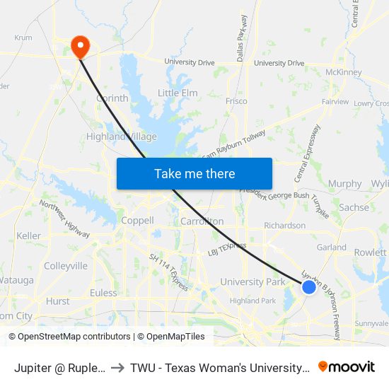 Jupiter @ Rupley - N - Ns to TWU - Texas Woman's University Denton Campus map