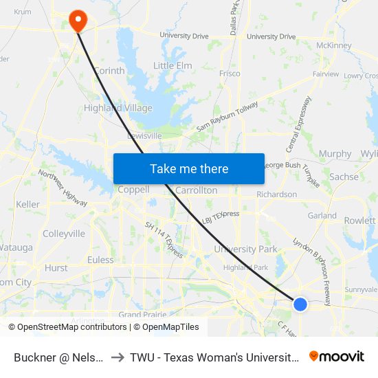 Buckner @ Nelson - S - Ns to TWU - Texas Woman's University Denton Campus map