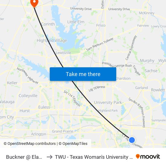 Buckner @ Elam - S - Ns to TWU - Texas Woman's University Denton Campus map