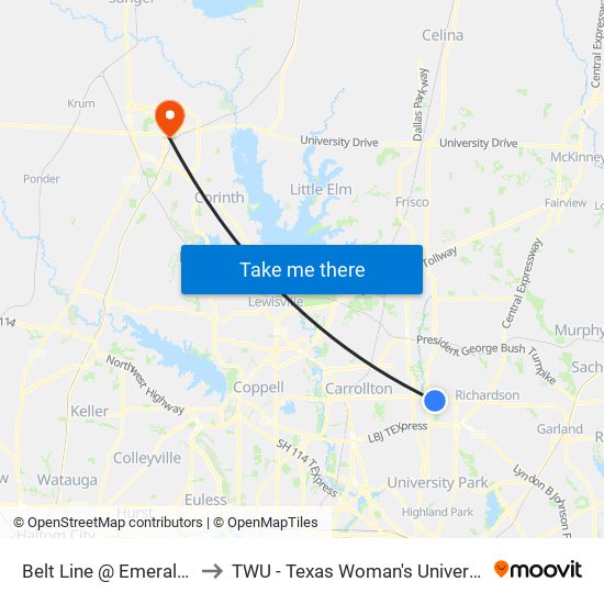 Belt Line @ Emeraldwood - E - FS to TWU - Texas Woman's University Denton Campus map