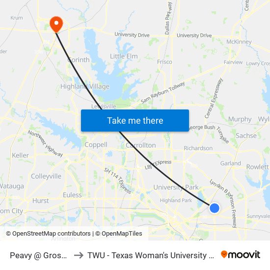 Peavy @ Gross - S - Ns to TWU - Texas Woman's University Denton Campus map