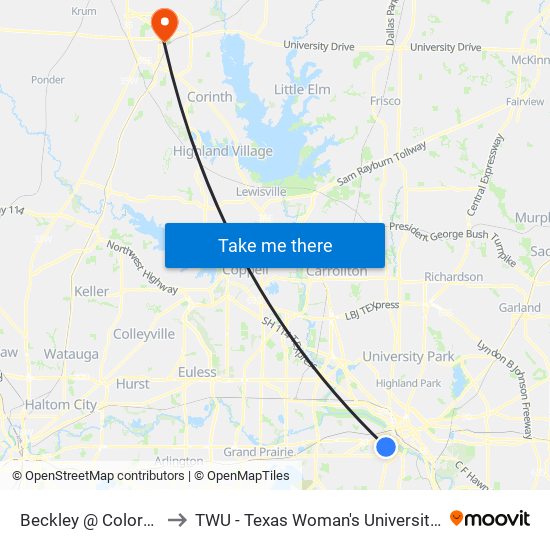 Beckley @ Colorado - N - FS to TWU - Texas Woman's University Denton Campus map