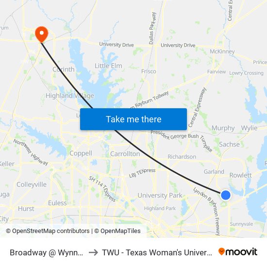 Broadway @ Wynn-Joyce - S - Ns to TWU - Texas Woman's University Denton Campus map