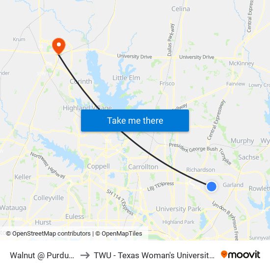 Walnut @ Purdue - E - Mb1 to TWU - Texas Woman's University Denton Campus map