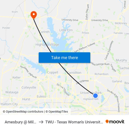 Amesbury @ Milton - S - Ns to TWU - Texas Woman's University Denton Campus map