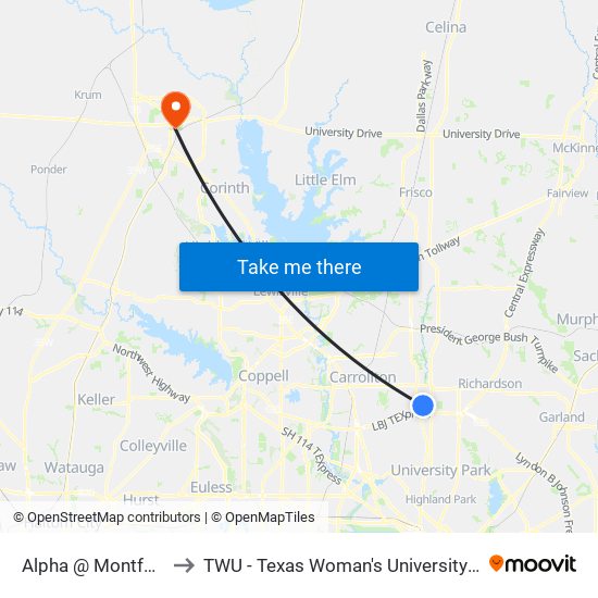 Alpha @ Montfort - E - Ns to TWU - Texas Woman's University Denton Campus map