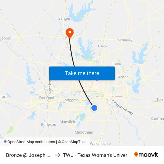 Bronze @ Joseph Hardin - W - Ns to TWU - Texas Woman's University Denton Campus map