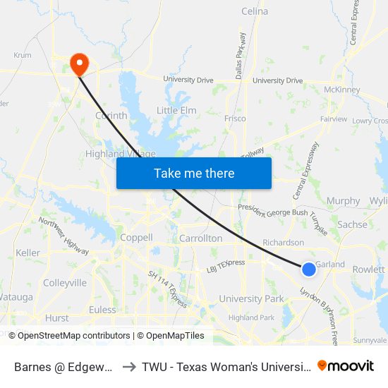 Barnes @ Edgewood - N - MB to TWU - Texas Woman's University Denton Campus map