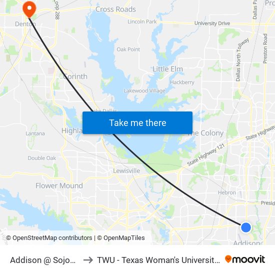 Addison @ Sojourn - S - MB to TWU - Texas Woman's University Denton Campus map