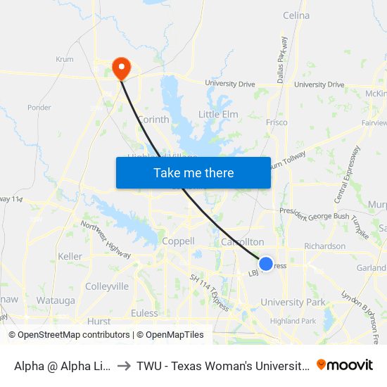 Alpha @ Alpha Link - S - MB to TWU - Texas Woman's University Denton Campus map