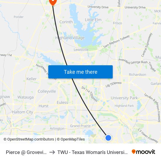 Pierce @ Groveview - S - MB to TWU - Texas Woman's University Denton Campus map