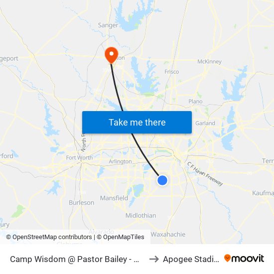 Camp Wisdom @ Pastor Bailey - W - Ns to Apogee Stadium map