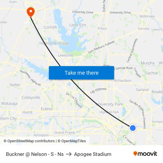 Buckner @ Nelson - S - Ns to Apogee Stadium map