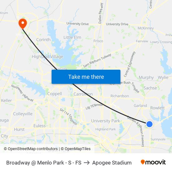 Broadway @ Menlo Park - S - FS to Apogee Stadium map