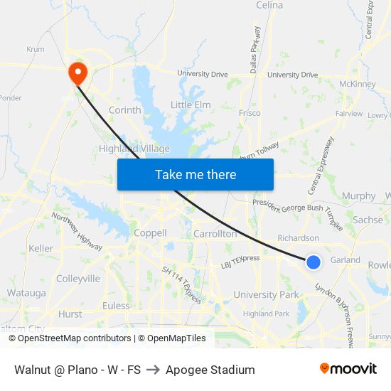 Walnut @ Plano - W - FS to Apogee Stadium map