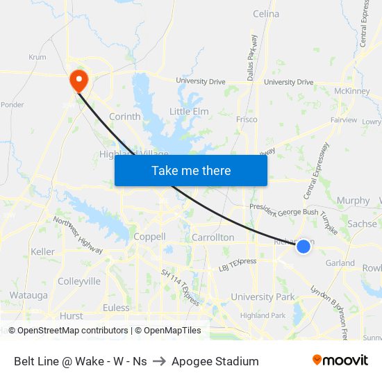 Belt Line @ Wake - W - Ns to Apogee Stadium map