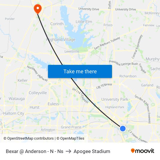 Bexar @ Anderson - N - Ns to Apogee Stadium map