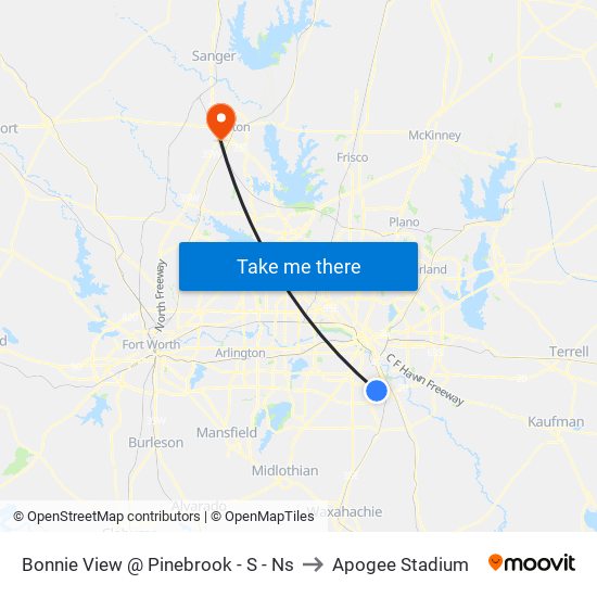 Bonnie View @ Pinebrook - S - Ns to Apogee Stadium map