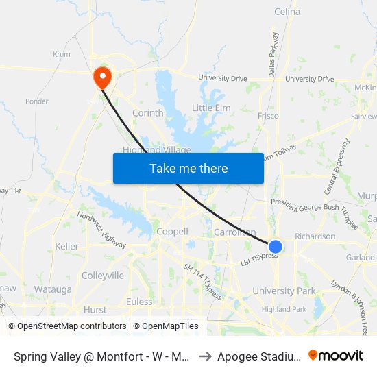 Spring Valley @ Montfort - W - Mb2 to Apogee Stadium map