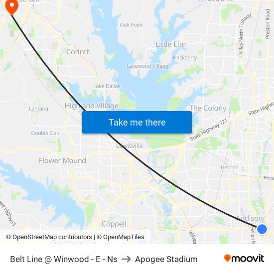 Belt Line @ Winwood - E - Ns to Apogee Stadium map