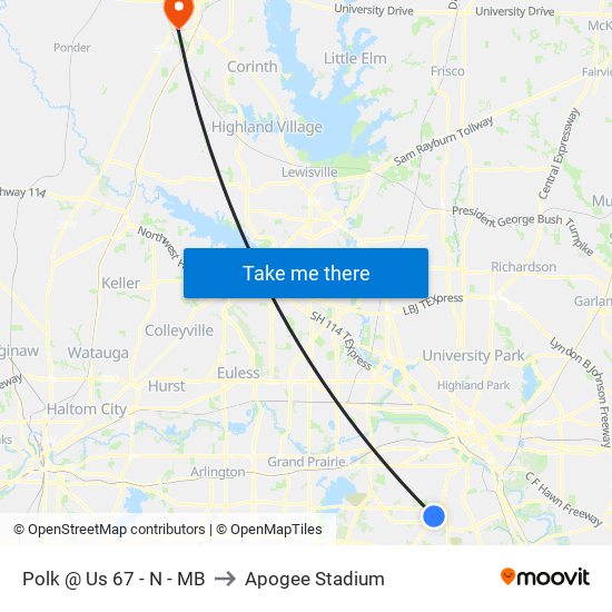 Polk @ Us 67 - N - MB to Apogee Stadium map