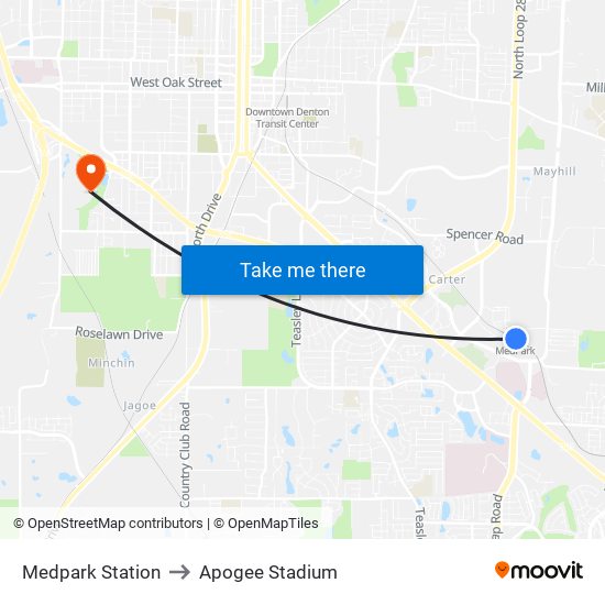 Medpark Station to Apogee Stadium map