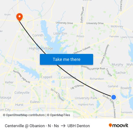 Centerville @ Obanion - N - Ns to UBH Denton map