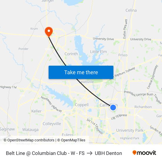 Belt Line @ Columbian Club - W - FS to UBH Denton map