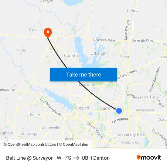 Belt Line @ Surveyor - W - FS to UBH Denton map