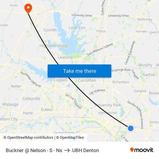 Buckner @ Nelson - S - Ns to UBH Denton map